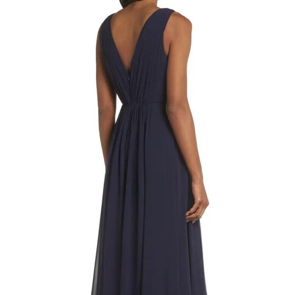 Eliza J Navy Blue Embellished High/Low Chiffon Dress - Picture 5 of 6